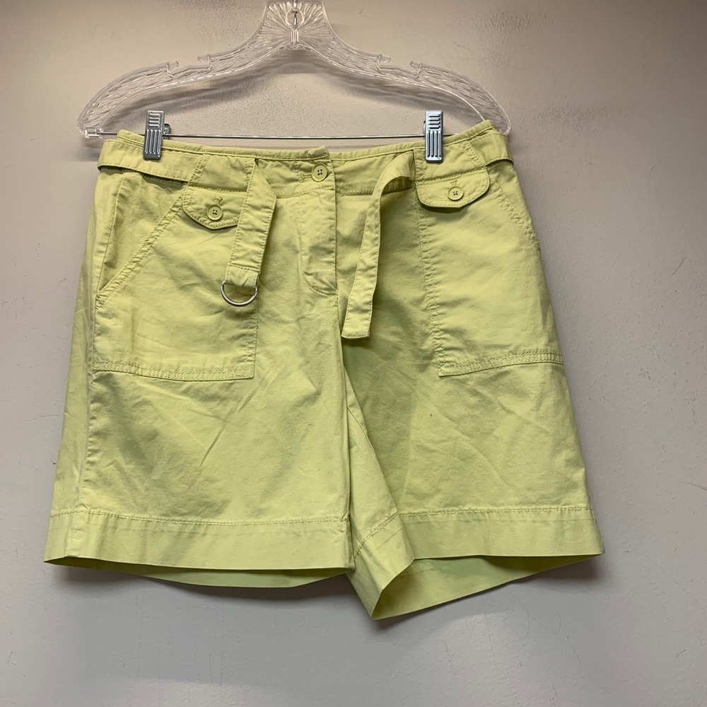Talbots Shorts Womens 4 Lime Green Excellent‎ Cotton Stretch D-Ring Belt Utility